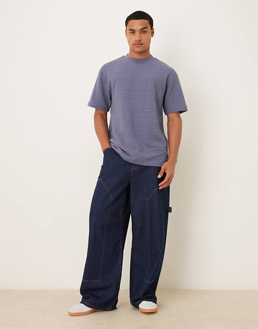 ASOS DESIGN Heavyweight Relaxed T-shirt In Blue Texture