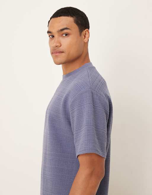 ASOS DESIGN Heavyweight Relaxed T-shirt In Blue Texture