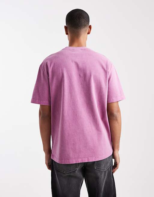ASOS DESIGN Heavyweight Relaxed T-shirt In Garment Dyed Pink