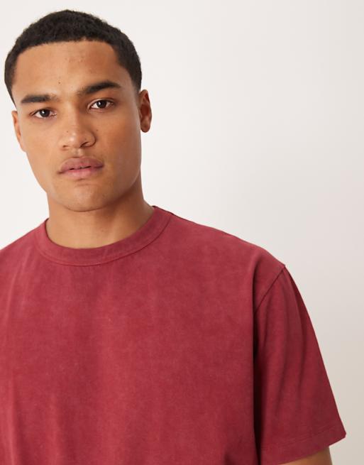 ASOS DESIGN Heavyweight Relaxed T-shirt In With City Graphic In Washed Red
