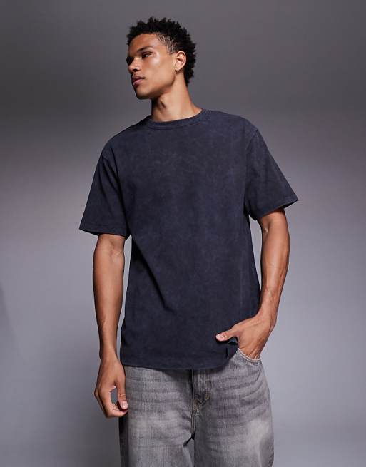 ASOS DESIGN Heavyweight Relaxed T-shirt With Heron Graphic In Washed Black