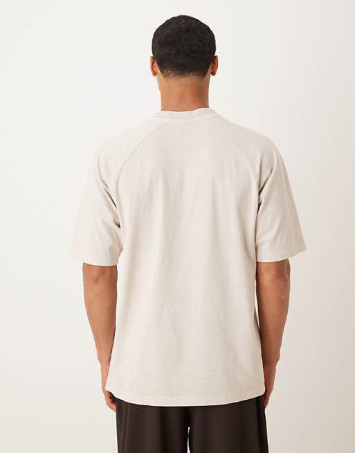 ASOS DESIGN Heavyweight Relaxed T-shirt With Raglan Sleeve In Washed Beige