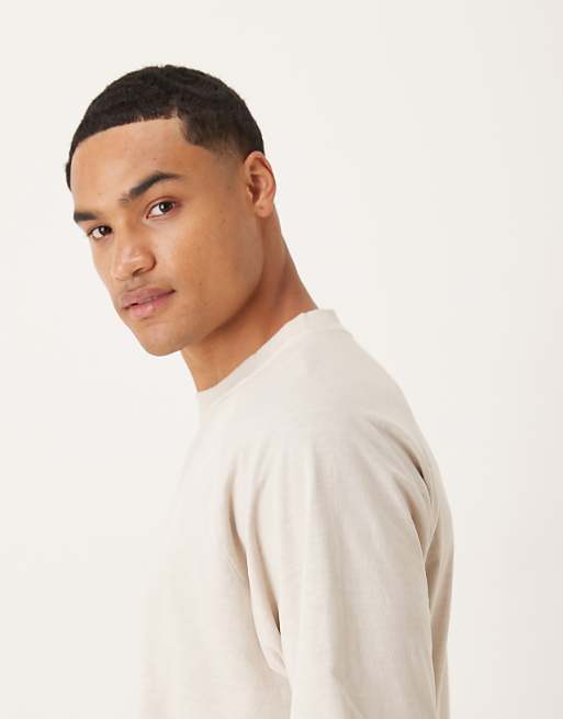 ASOS DESIGN Heavyweight Relaxed T-shirt With Raglan Sleeve In Washed Beige