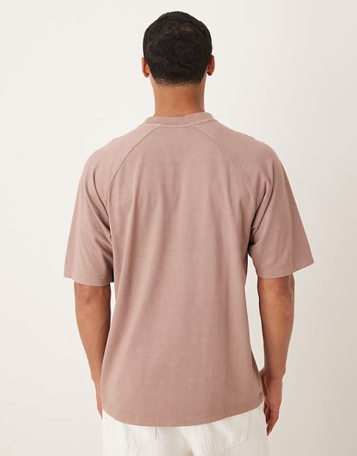 ASOS DESIGN Heavyweight Relaxed T-shirt With Raglan Sleeve In Washed Pink