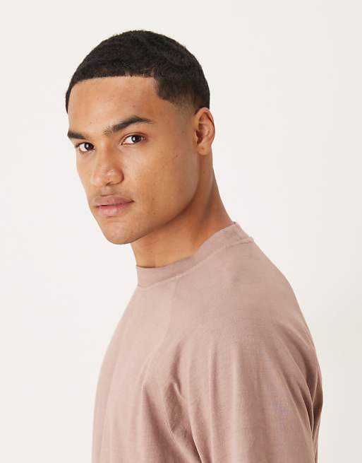 ASOS DESIGN Heavyweight Relaxed T-shirt With Raglan Sleeve In Washed Pink