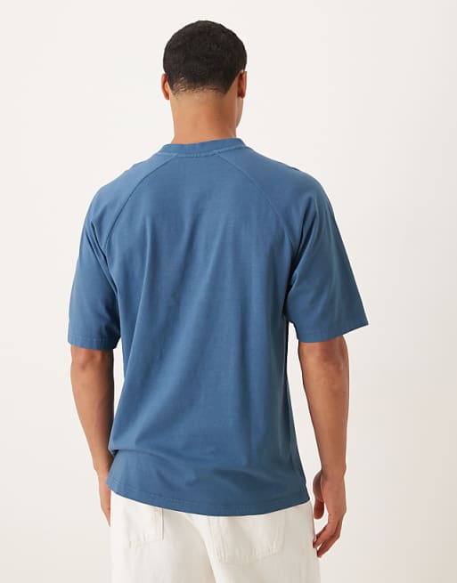 ASOS DESIGN Heavyweight Relaxed T-shirt With Raglan Sleeve In Washed Blue