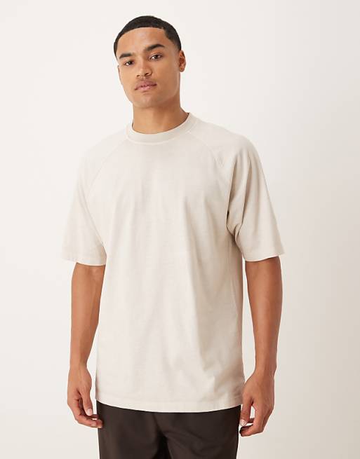 ASOS DESIGN heavyweight relaxed t-shirt with raglan sleeve in washed beige
