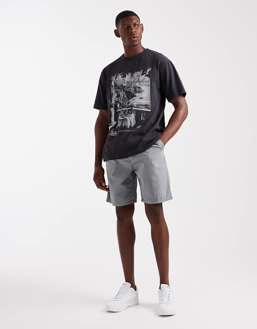ASOS DESIGN Heavyweight Relaxed T-shirt With Scenic Graphic In Washed Black