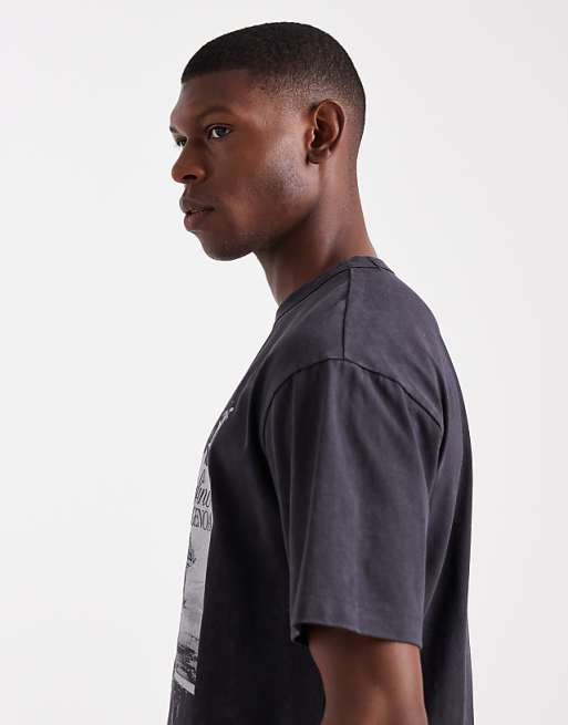 ASOS DESIGN Heavyweight Relaxed T-shirt With Scenic Graphic In Washed Black