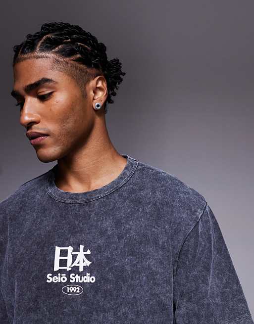 ASOS DESIGN Heavyweight Relaxed T-shirt With Scenic Graphic In Washed Black