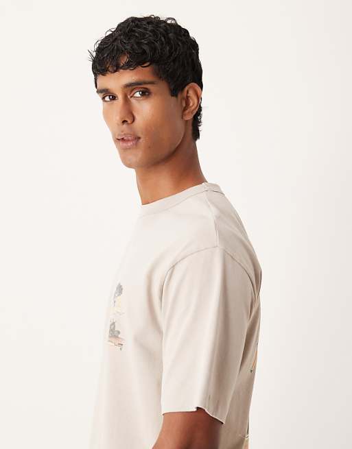 ASOS DESIGN Heavyweight Relaxed T-shirt With Scenic Graphic In Beige