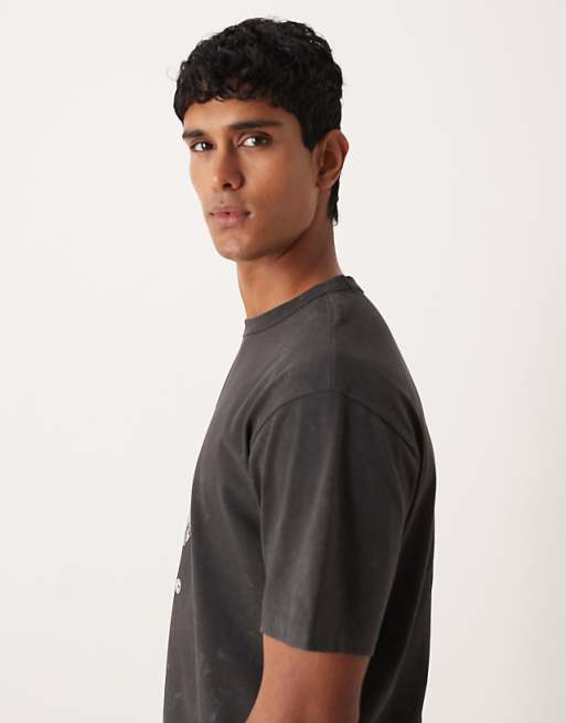 ASOS DESIGN Heavyweight Relaxed T-shirt With Street Graphic In Washed Black
