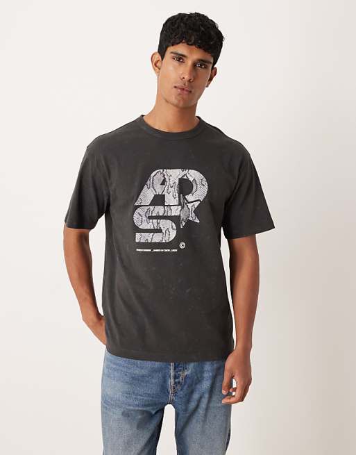 ASOS DESIGN heavyweight relaxed t-shirt with street graphic in washed black