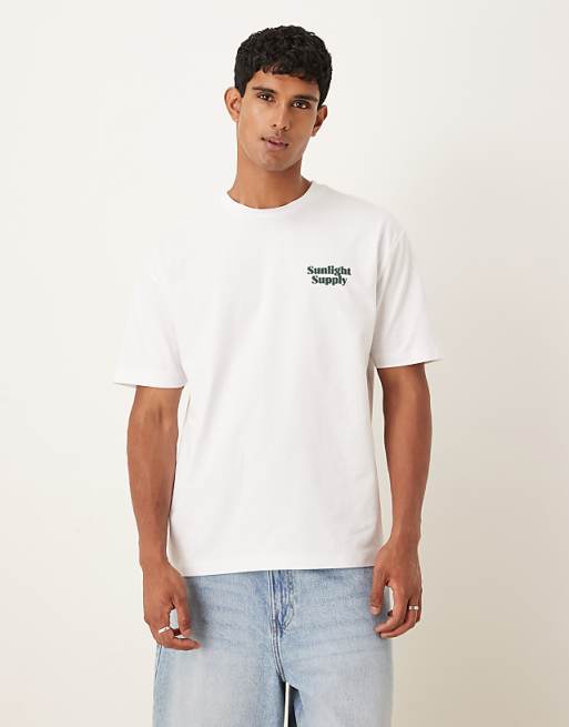 ASOS DESIGN Heavyweight Relaxed T-shirt With Text Back Print In White