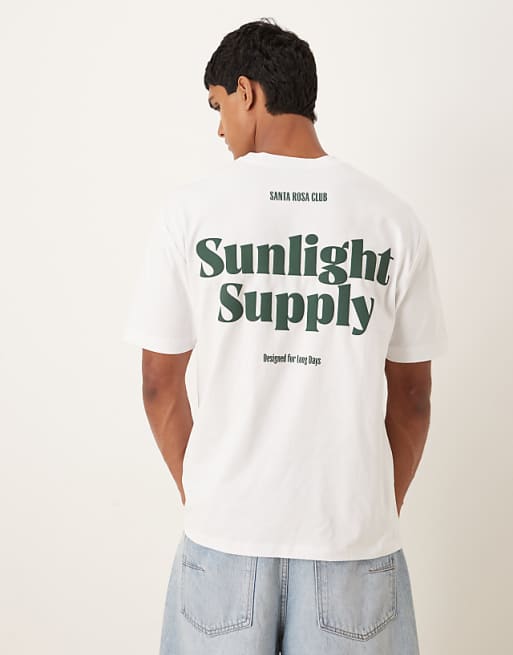 ASOS DESIGN heavyweight relaxed t-shirt with text back print in white