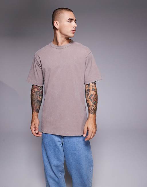 ASOS DESIGN Heavyweight Relaxed T-shirt With Tiger Graphic In Washed Brown