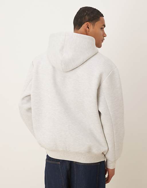 ASOS DESIGN Heavyweight Relaxed Zip Through Hoodie In Scuba-style Fabric In Ice Marl