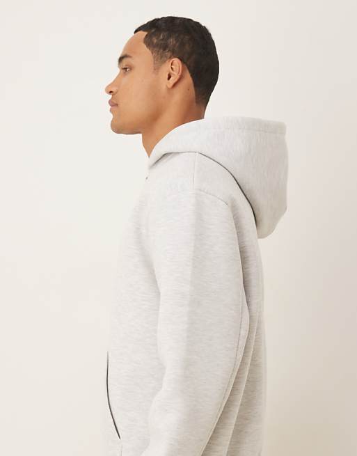 ASOS DESIGN Heavyweight Relaxed Zip Through Hoodie In Scuba-style Fabric In Ice Marl