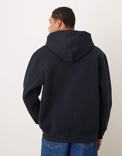 ASOS DESIGN Heavyweight Relaxed Zip Through Hoodie In Scuba-style Fabric In Navy