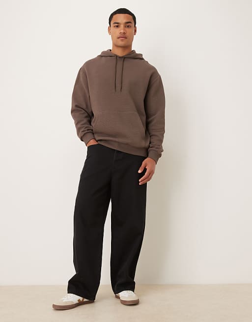 ASOS DESIGN Heavyweight Relaxed Zip Through Hoodie In Scuba-style Fabric In Brown