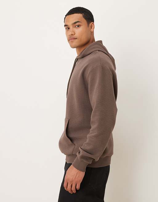 ASOS DESIGN Heavyweight Relaxed Zip Through Hoodie In Scuba-style Fabric In Brown