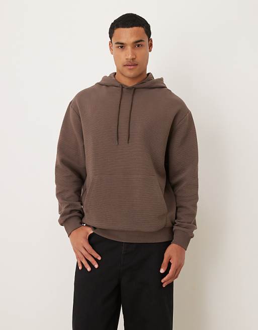 ASOS DESIGN heavyweight relaxed zip through hoodie in scuba-style fabric in brown
