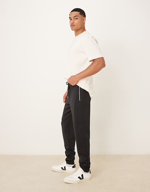 ASOS DESIGN Heavyweight Slim Jogger In Scuba-style Fabric With Zipped Pockets In Black