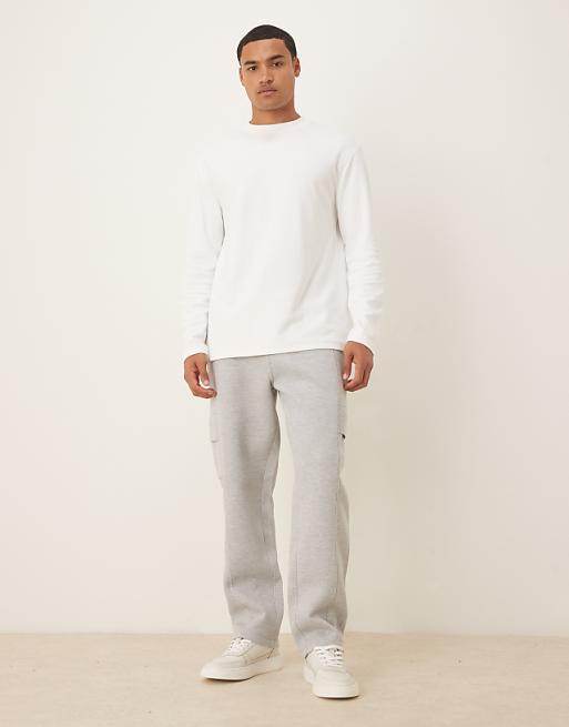 ASOS DESIGN Heavyweight Straight Cargo Jogger In Scuba-style Fabric In Grey Marl