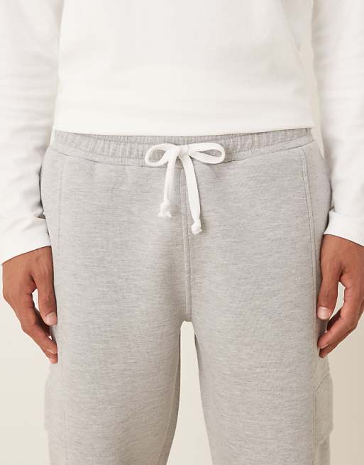 ASOS DESIGN Heavyweight Straight Cargo Jogger In Scuba-style Fabric In Grey Marl