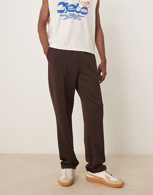 ASOS DESIGN Heavyweight Straight Leg Jogger In Scuba-style Fabric In Brown