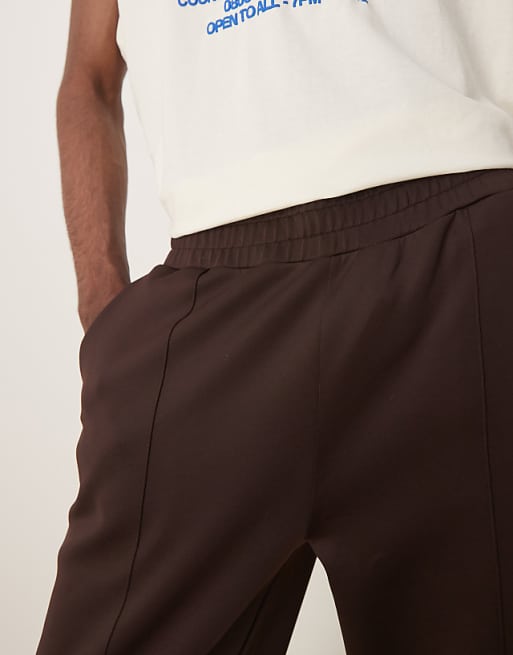 ASOS DESIGN Heavyweight Straight Leg Jogger In Scuba-style Fabric In Brown