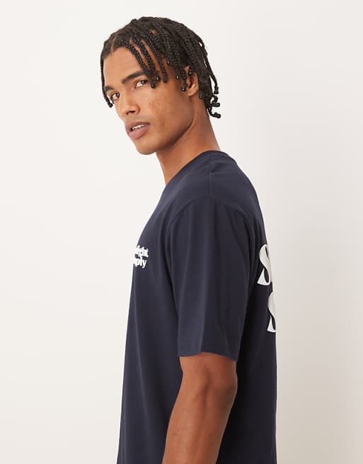 ASOS DESIGN Heavyweight T-shirt With Front And Back Print In Navy