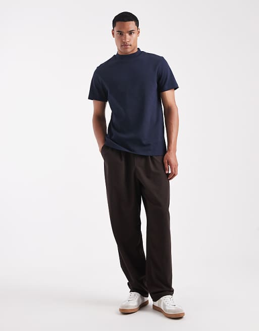 ASOS DESIGN Heavyweight T-shirt With High Neck In Navy
