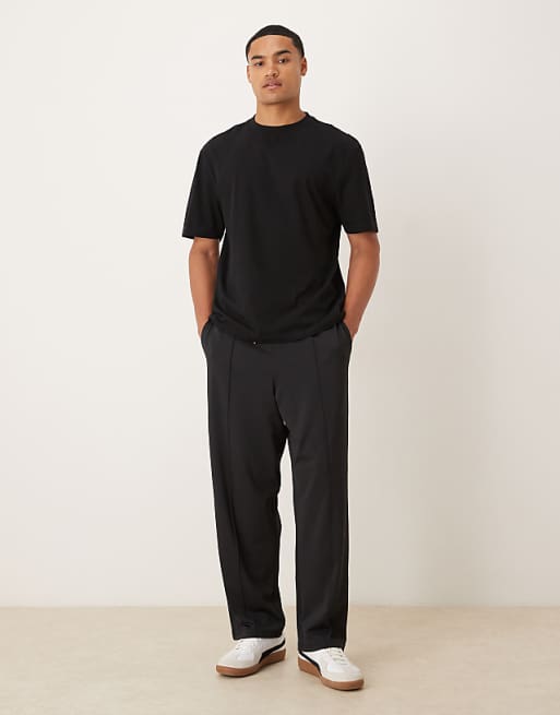 ASOS DESIGN Heavyweight Tapered Jogger In Scuba-style Fabric With Pintuck Detail In Black