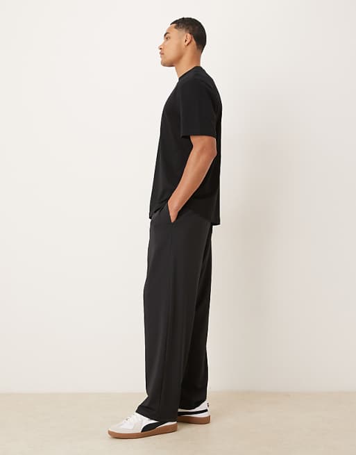ASOS DESIGN Heavyweight Tapered Jogger In Scuba-style Fabric With Pintuck Detail In Black
