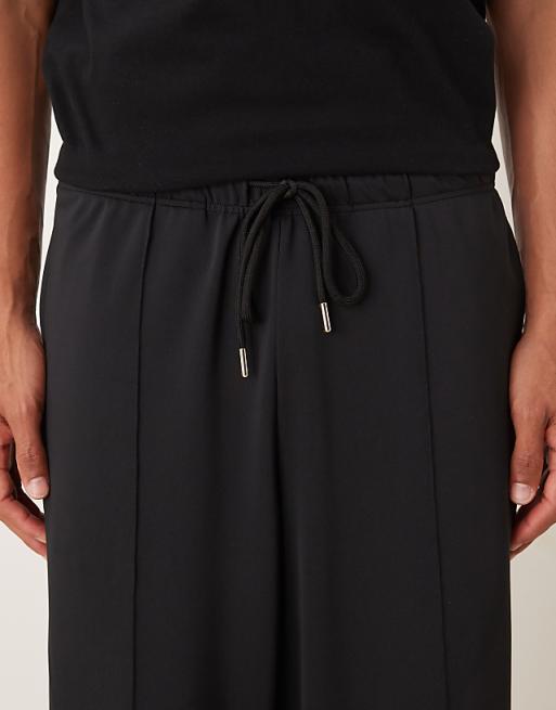 ASOS DESIGN Heavyweight Tapered Jogger In Scuba-style Fabric With Pintuck Detail In Black