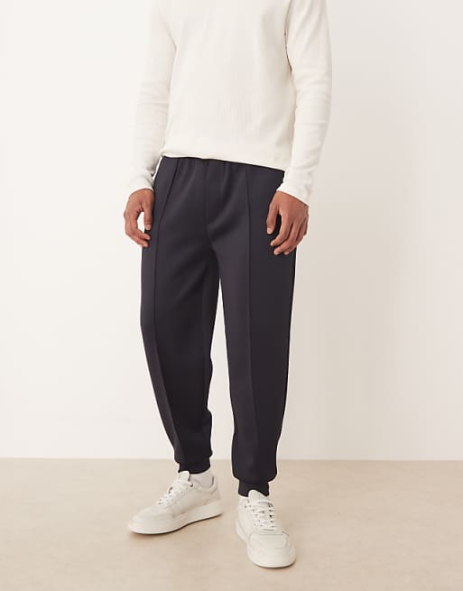 ASOS DESIGN Heavyweight Tapered Jogger In Scuba-style Fabric In Navy