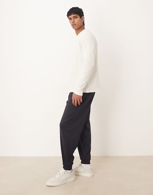 ASOS DESIGN Heavyweight Tapered Jogger In Scuba-style Fabric In Navy