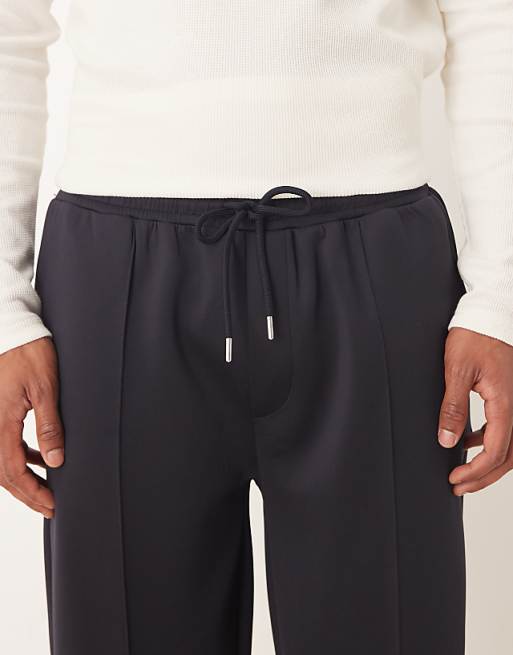 ASOS DESIGN Heavyweight Tapered Jogger In Scuba-style Fabric In Navy