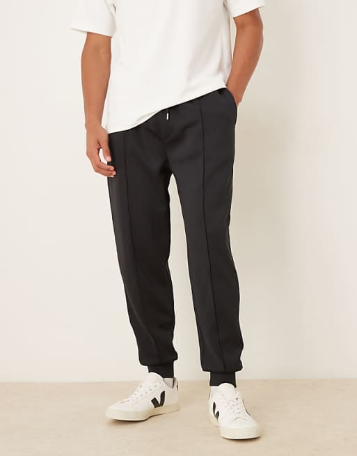 ASOS DESIGN Heavyweight Tapered Jogger In Scuba-style Fabric In Black