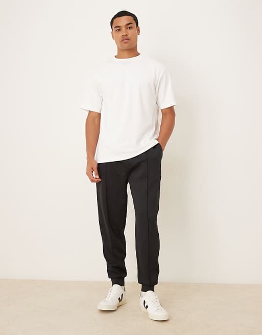 ASOS DESIGN heavyweight tapered jogger in scuba-style fabric in black