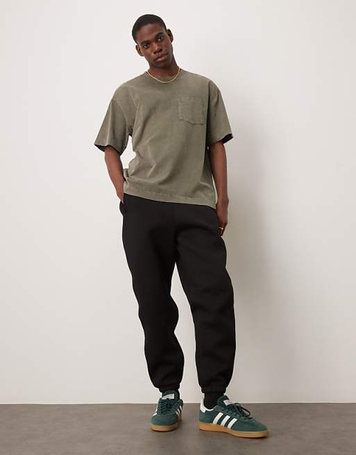 ASOS DESIGN heavyweight tapered jogger in scuba-style fabric in black