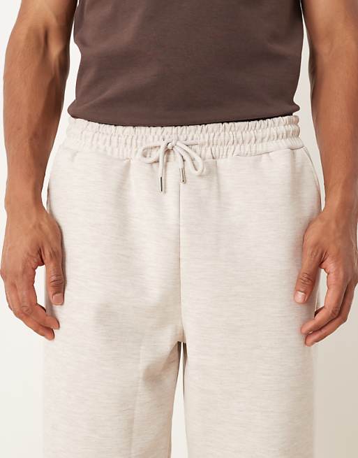 ASOS DESIGN Heavyweight Tapered Jogger In Scuba-style Fabric In Oatmeal Marl