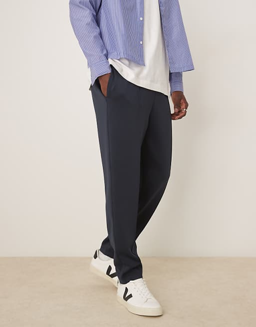ASOS DESIGN Heavyweight Tapered Jogger In Scuba-style Fabric In Navy