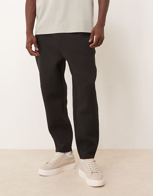 ASOS DESIGN heavyweight tapered jogger in scuba-style fabric in black