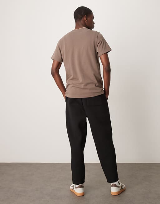 ASOS DESIGN Heavyweight Tapered Jogger With Pleat Detail In Scuba-style Fabric In Black