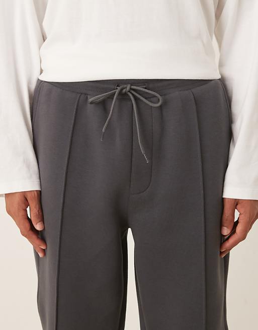 ASOS DESIGN Heavyweight Tapered Joggers In Scuba-style Fabric With Pin Tucks In Charcoal