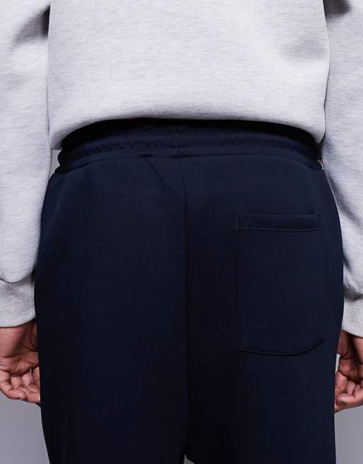 ASOS DESIGN Heavyweight Wide Leg Jogger In Scuba-style Fabric In Navy