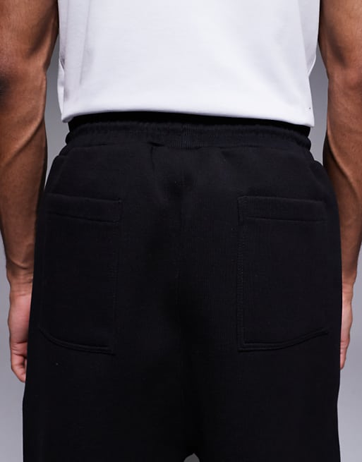 ASOS DESIGN Heavyweight Wide Leg Joggers With Dart Details In Scuba-style Fabric In Black