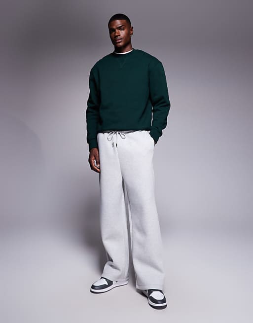 ASOS DESIGN Heayweight Wide Leg Jogger In Scuba-style Fabric In Grey Marl